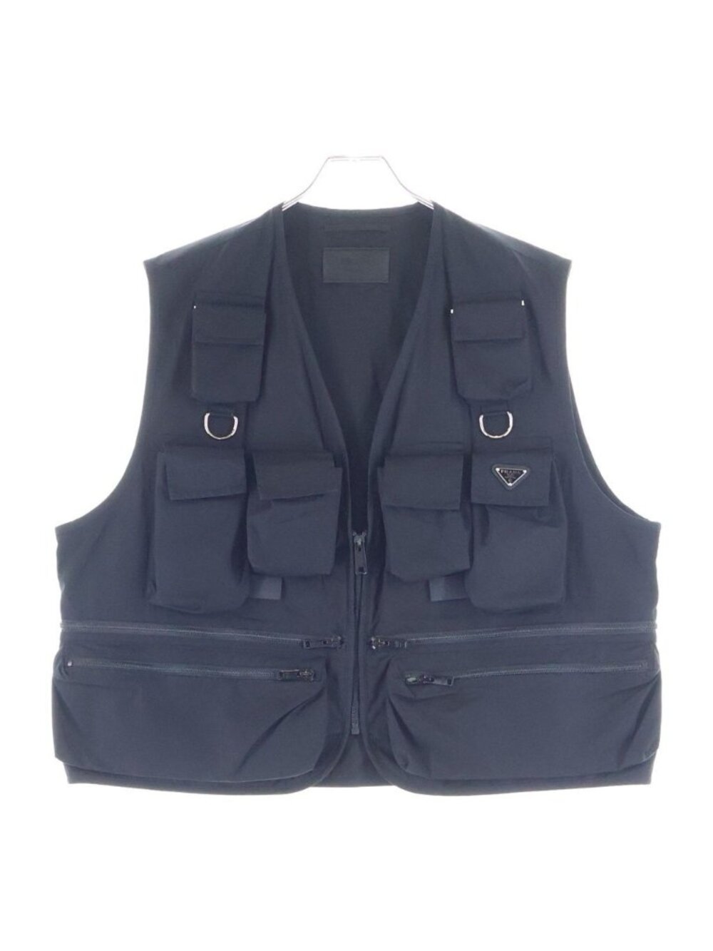 Prada Re-Nylon Multi Pocket Zip Up Vest Black Swmo